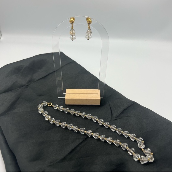 Vintage Simmons Gold Tone Crystal Bead Necklace & Matching Screw Back Earrings - Picture 1 of 14